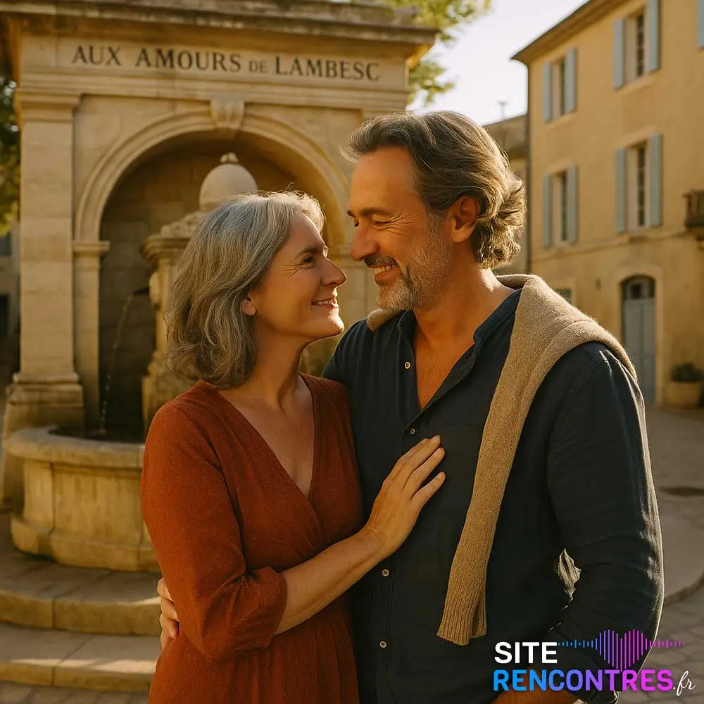 Couple complice devant le moulin à vent de Bertoire à Lambesc, rencontre romantique au cœur de la garrigue provençale.