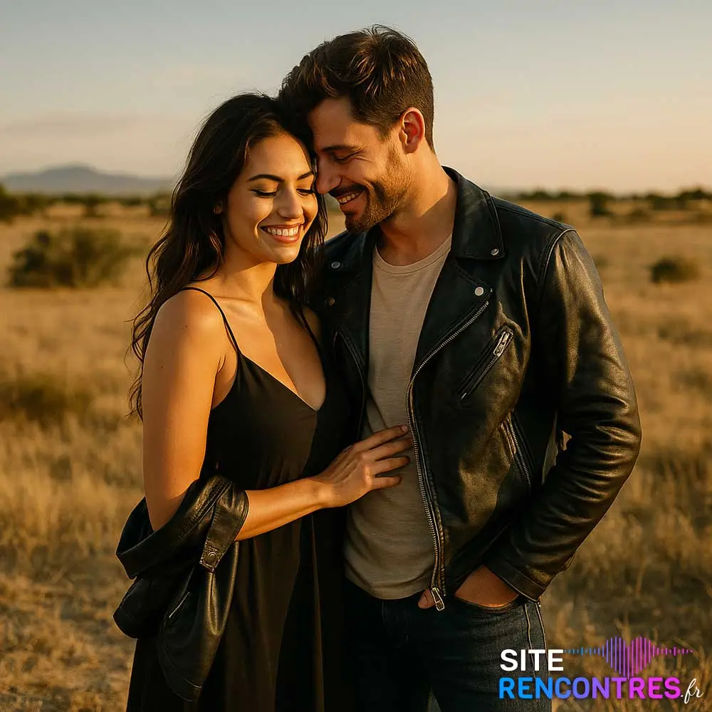 Couple complice dans la réserve naturelle des Coussouls de Crau à Saint-Martin-de-Crau, moment de rencontre en pleine nature.
