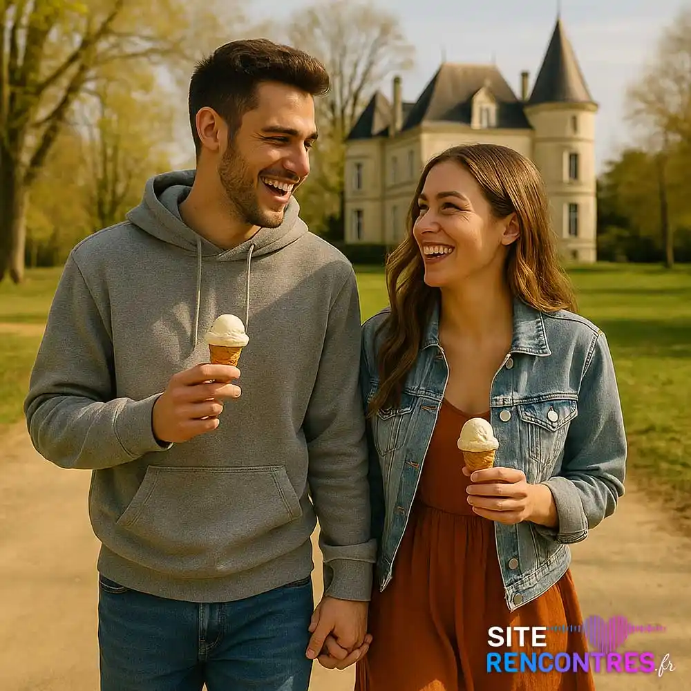Site de rencontre à Villenave-d'Ornon - Jeune couple amoureux dans le parc d'un château à Villenave-d'Ornon